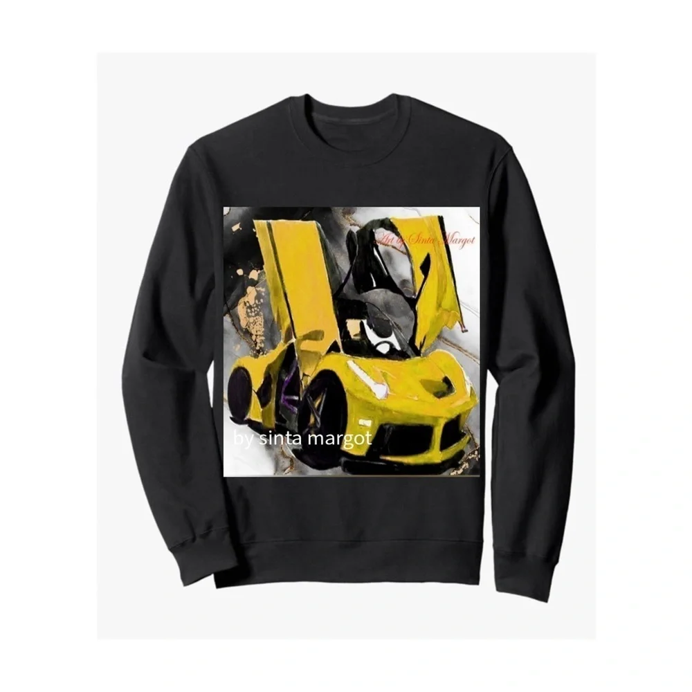 Digital print of a watercolor of a Ferrari I did NWT of my own yellow and black